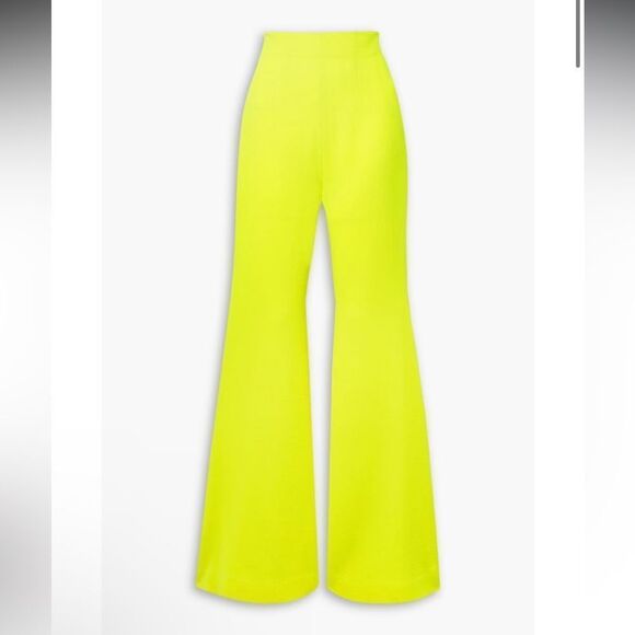 SERGIO HUDSON | NEW Neon Yellow Wool-Crepe Flare Leg Pants Women’s Size 2 - Picture 15 of 15